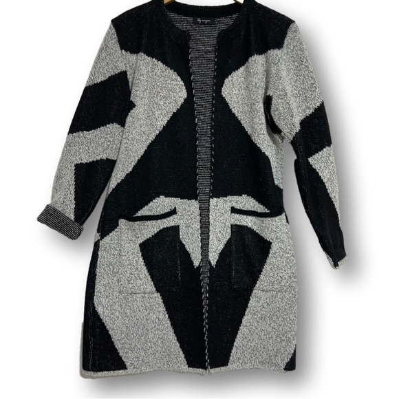 LILY MORGAN Graphic Oversized Maxi Knit Cardigan, Size Medium-#323 - Picture 1 of 8